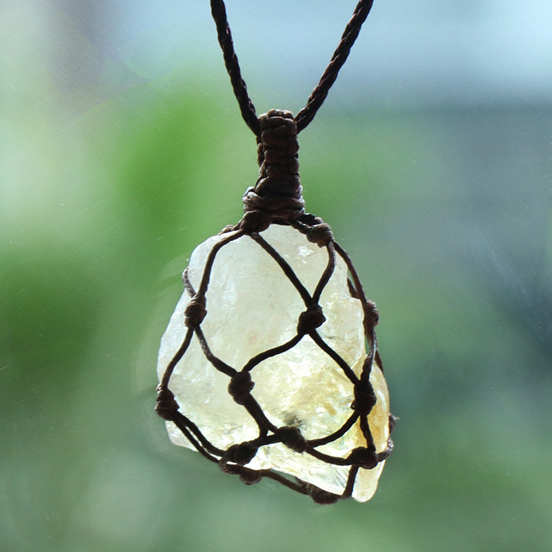 Stone Net Pocket Crystal Agate Rule Pendants