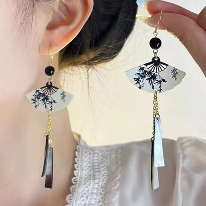 Chinese Style Vintage Tassel National Sier Needle Bamboo Temperament Earrings