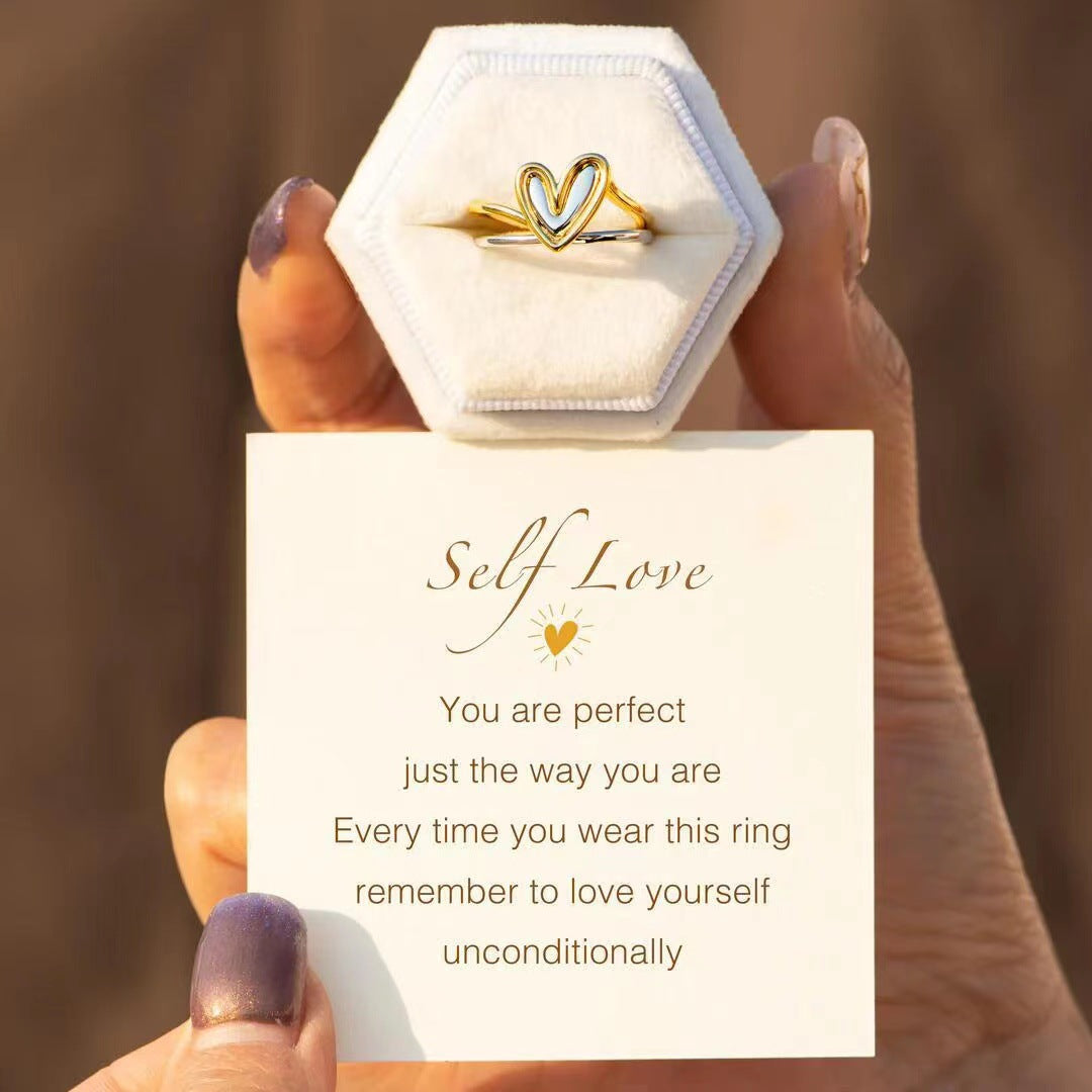 Women's Irregular Two-color Love Two-piece Copper Rings
