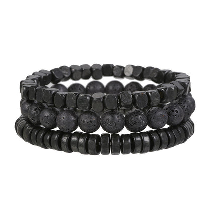 Men's Frosted Wooden Bead Hematite Beaded Suit Bracelets