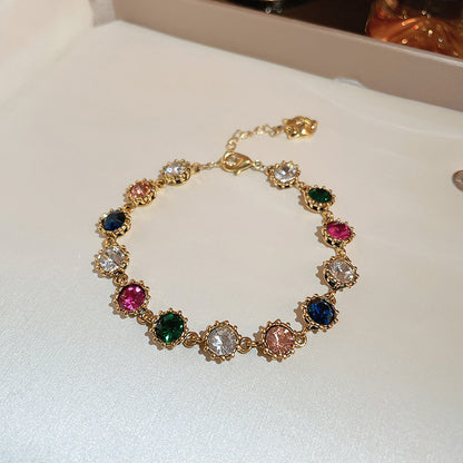 Women's High-grade Light Luxury Zircon Flower Fashion Chinese Valentine's Bracelets