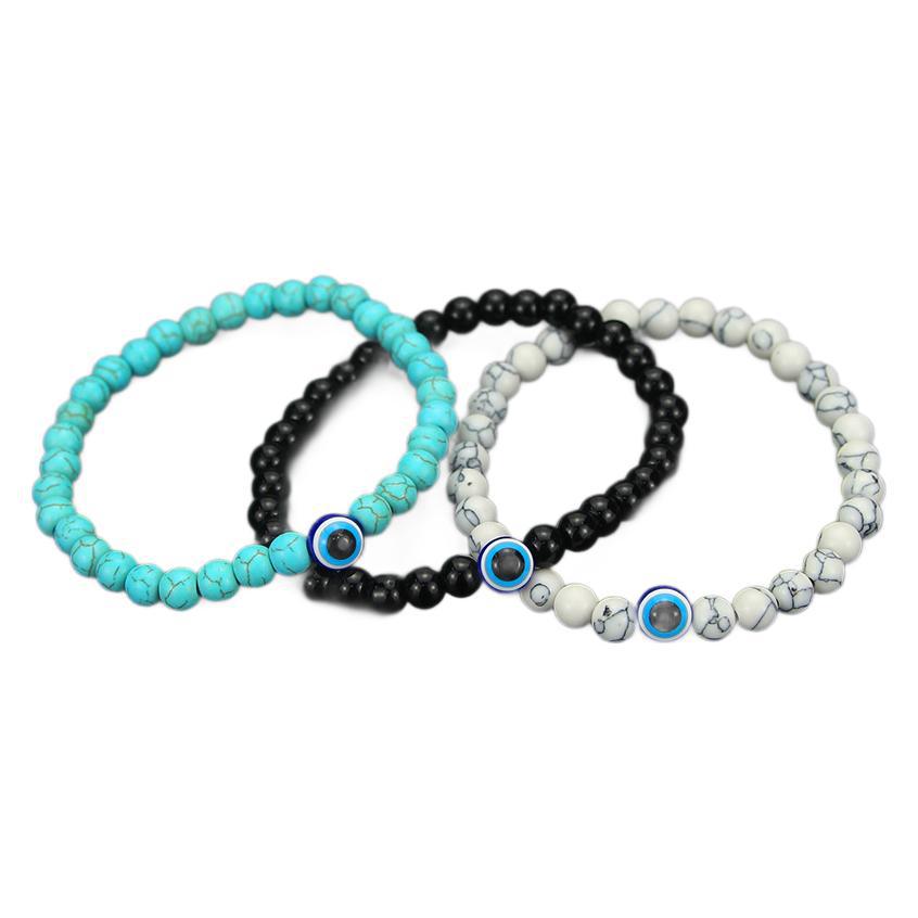 Women's & Men's Tigereye Map Stone Trendy Evil Blue Bracelets