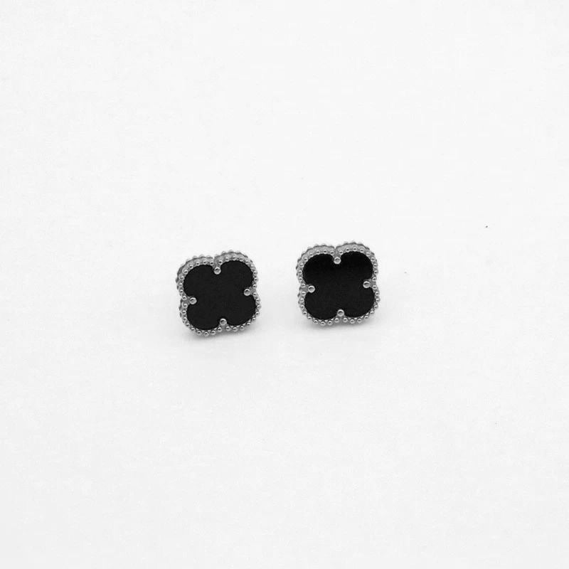 Steel Four-leaf Flower Fritillary Ear Do Earrings