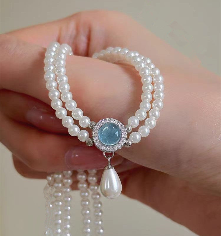 Women's Small Sweet Potato Rose Chalcedony Pearl Bracelets