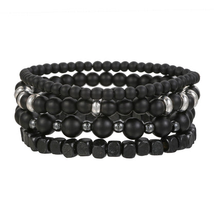 Men's Frosted Wooden Bead Hematite Beaded Suit Bracelets