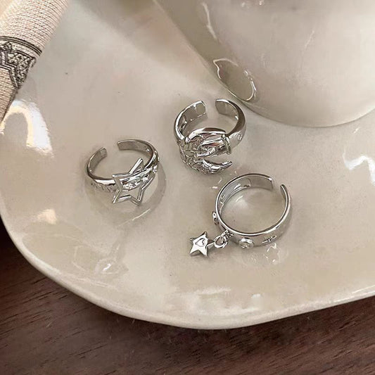Star Moon Opening Couple Female Light Luxury Minority Rings