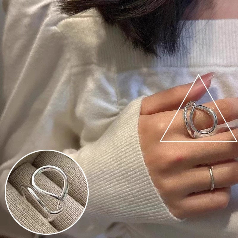 Line Cross Cord For Braiding Female Simple Irregular Wide Rings