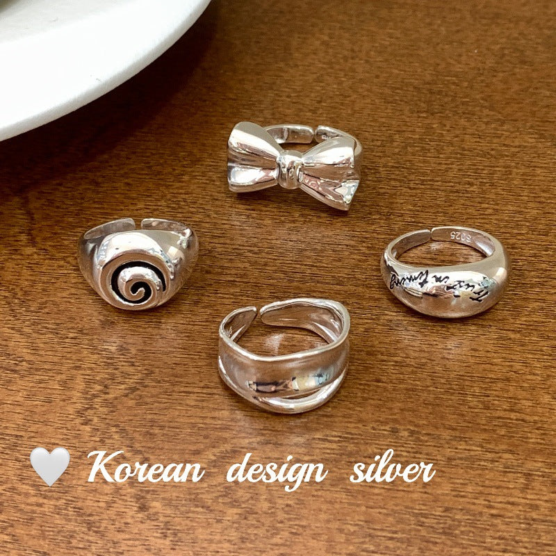 Combination Sterling Sier Bow Niche High Rings