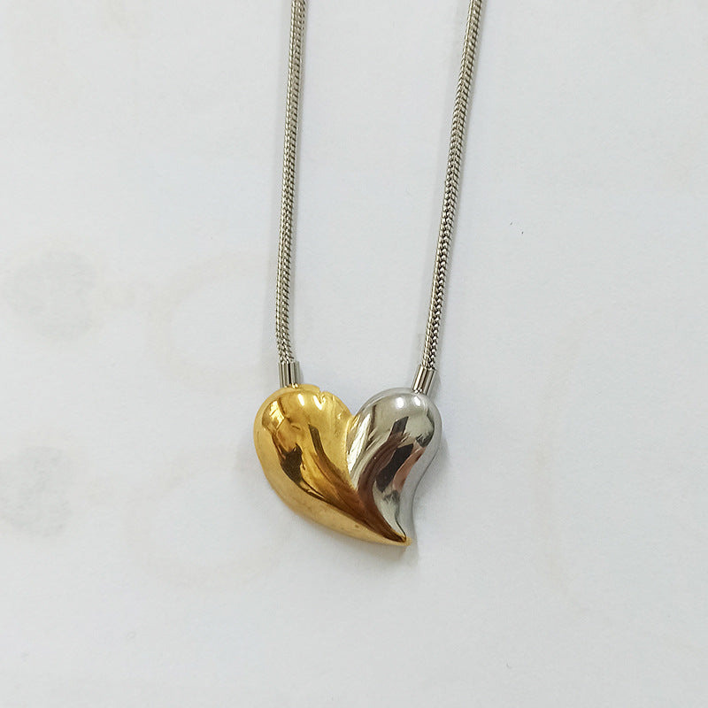 Women's Golden Exaggerated Big Love Heart-shaped Stainless Necklaces