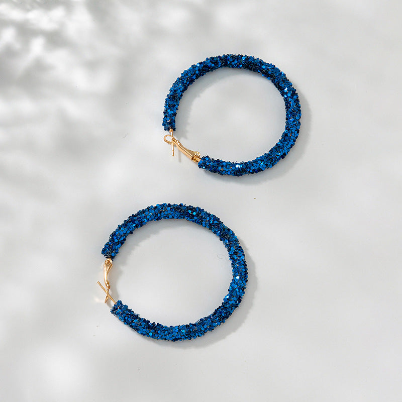 Bead Big Hoop Female Style Korean Sweet Earrings