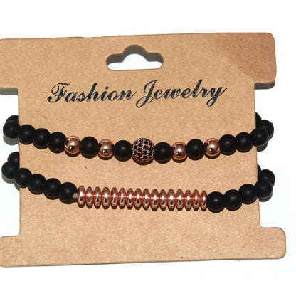 Black Frosted Copper Bead Micro Inlaid Zircon Bracelets