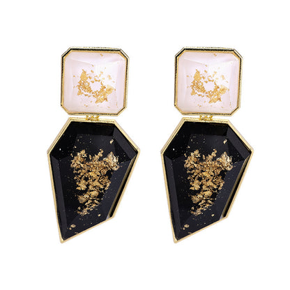 Retro Irregular Rectangular Elegant Geometric Gold Earrings