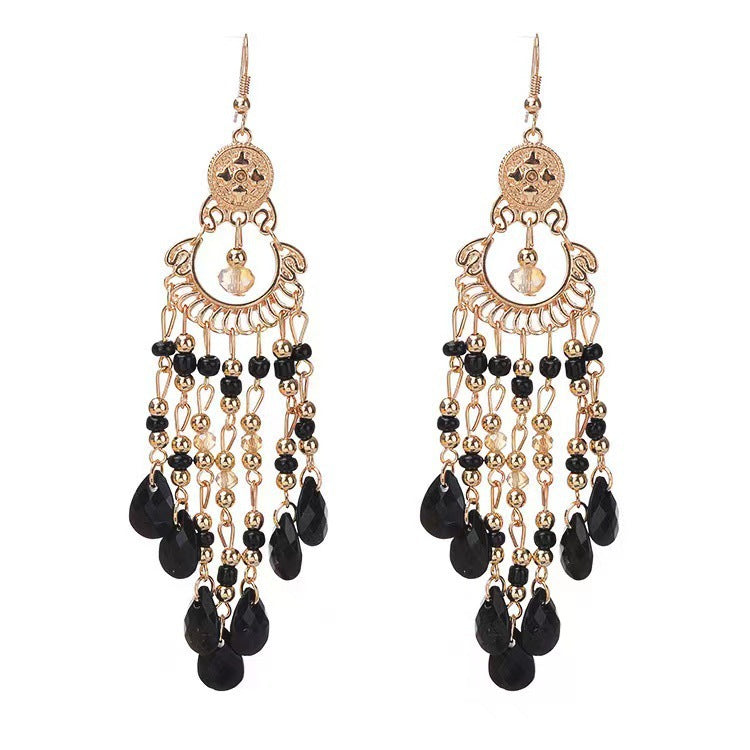 Ethnic Style Long Feather Temperamental Tassels Personality Earrings