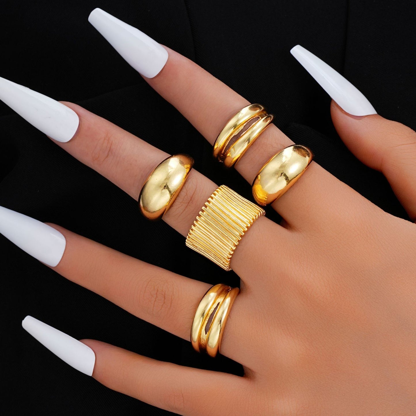 Cold Style Geometric Circle Alloy Suit Set Rings