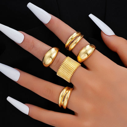 Cold Style Geometric Circle Alloy Suit Set Rings