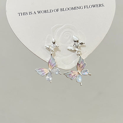 Women's Luxury Style Rhinestone Butterfly Niche Design Earrings