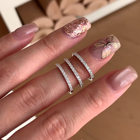 Drill Metal Female Light Luxury Design Rings
