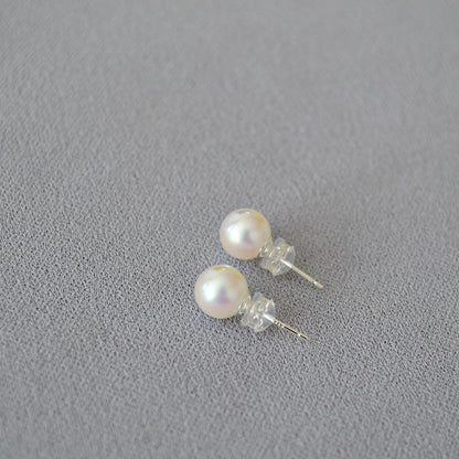 Retro Large Strong Light Pearl Sier Earrings