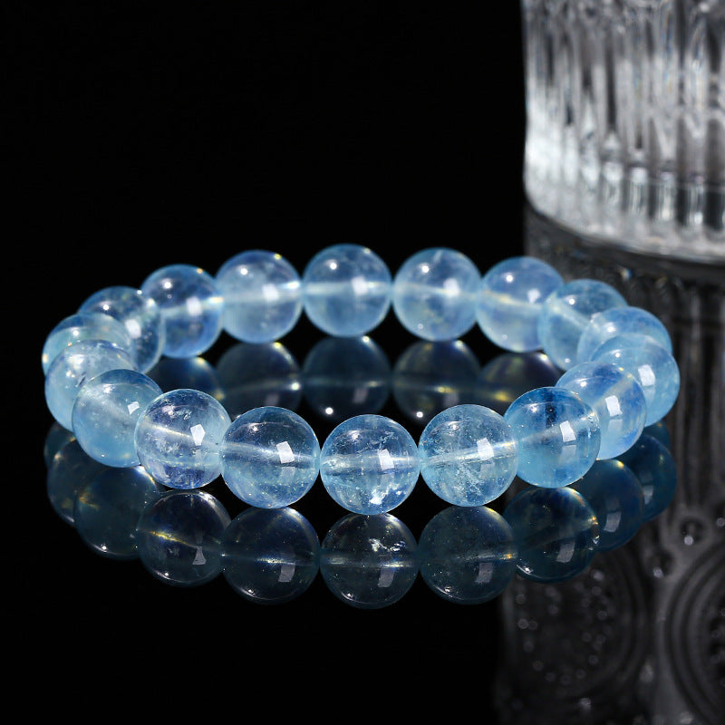 Natural Iced Aquamarine Simple Crystal Ball Bracelets