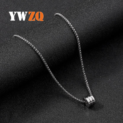 Women's Fashion Stainless Steel Small Cylindrical Double Stitching Titanium Pendants