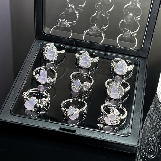 Imitation Jade Gourd Open Female Texture Rings