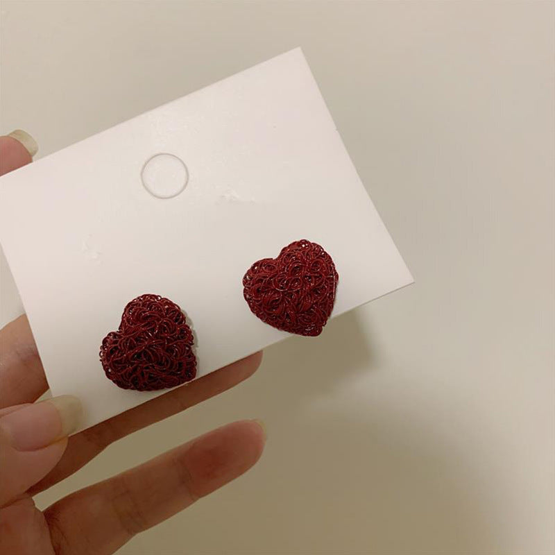 Gold Electroplated Sier Needle Red Dripping Earrings