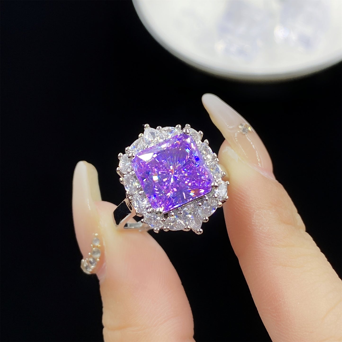 Spodumene Purple Zircon Starry Sky Cut Pendants