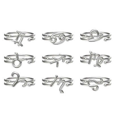 Layer Twee Constellations Glossy Simple Male Female Rings