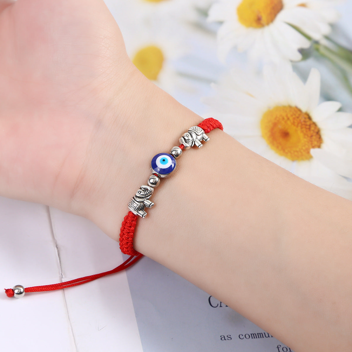 Women's Eye Palm Blue Red Rope Braid Bracelets