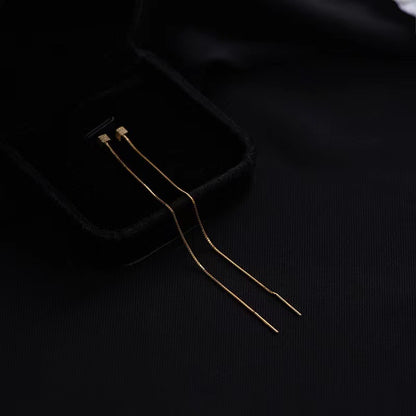 Small Square Long Tassel Ear Thread Female Simple Cold Earrings