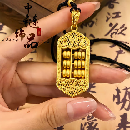 Placer Gold Fu Character Abacus Black Pendants