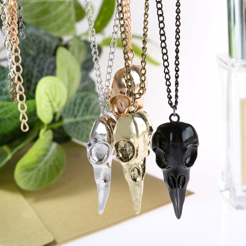 Dark Punk Three-dimensional Metal Crow Skull Pendants