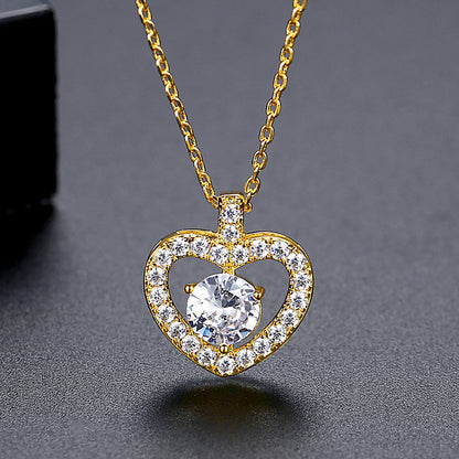 Gift Zircon Heart Shape Peach Clavicle Necklaces