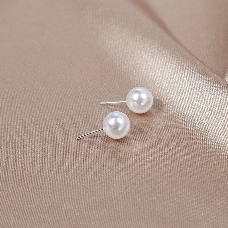 Sier Needle Pearl Korean Simple Temperamental Earrings