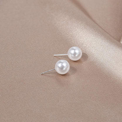 Sier Needle Pearl Korean Simple Temperamental Earrings