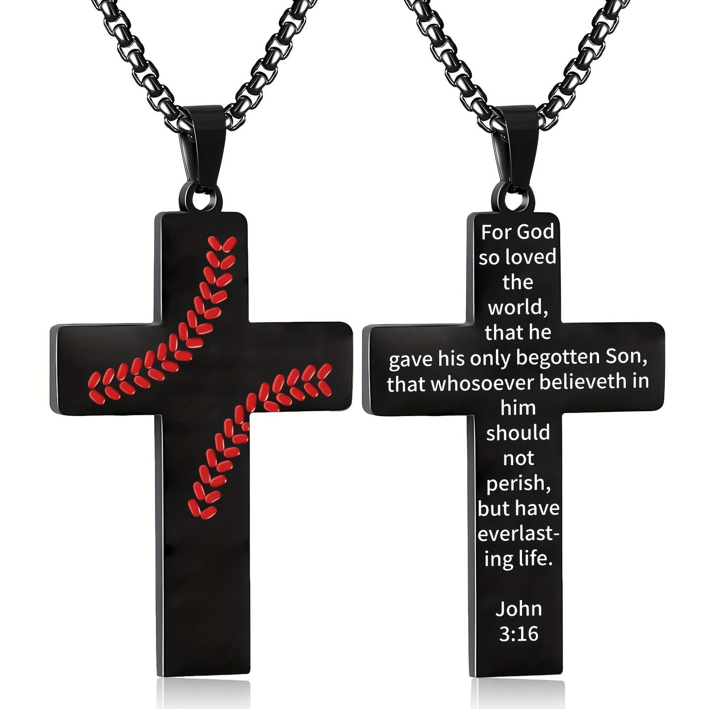 Baseball Boy Cross Stainless Steel Religious Pendants