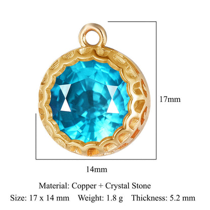 Copper Glass Crystal Geometric Round Ornament Pendants