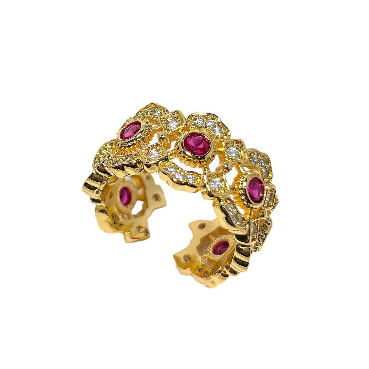 Women's Red Corundum Light Luxury Double Color Rings
