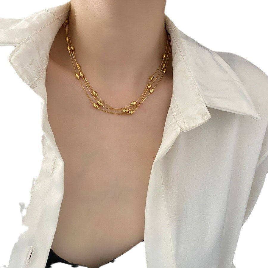 Women's Double Layer Cuban Link Chain Like Flat Necklaces