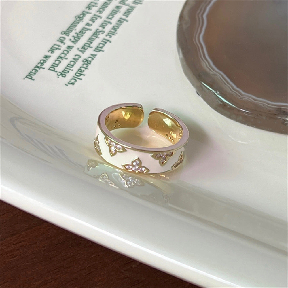 Glazed Butterfly Female Western Style Design High Sense Unique Rings