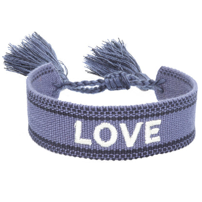 Women's & Men's Couple Letter Embroidery Wrist Strap Tassel Bracelets