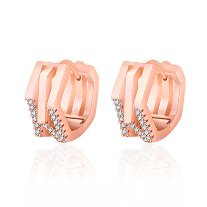 Women's Rose Gold Temperamental Geometric Cutout High-grade Earrings