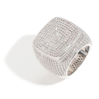 Men's Square Exaggerated Three-dimensional Micro Inlaid Zircon Rings