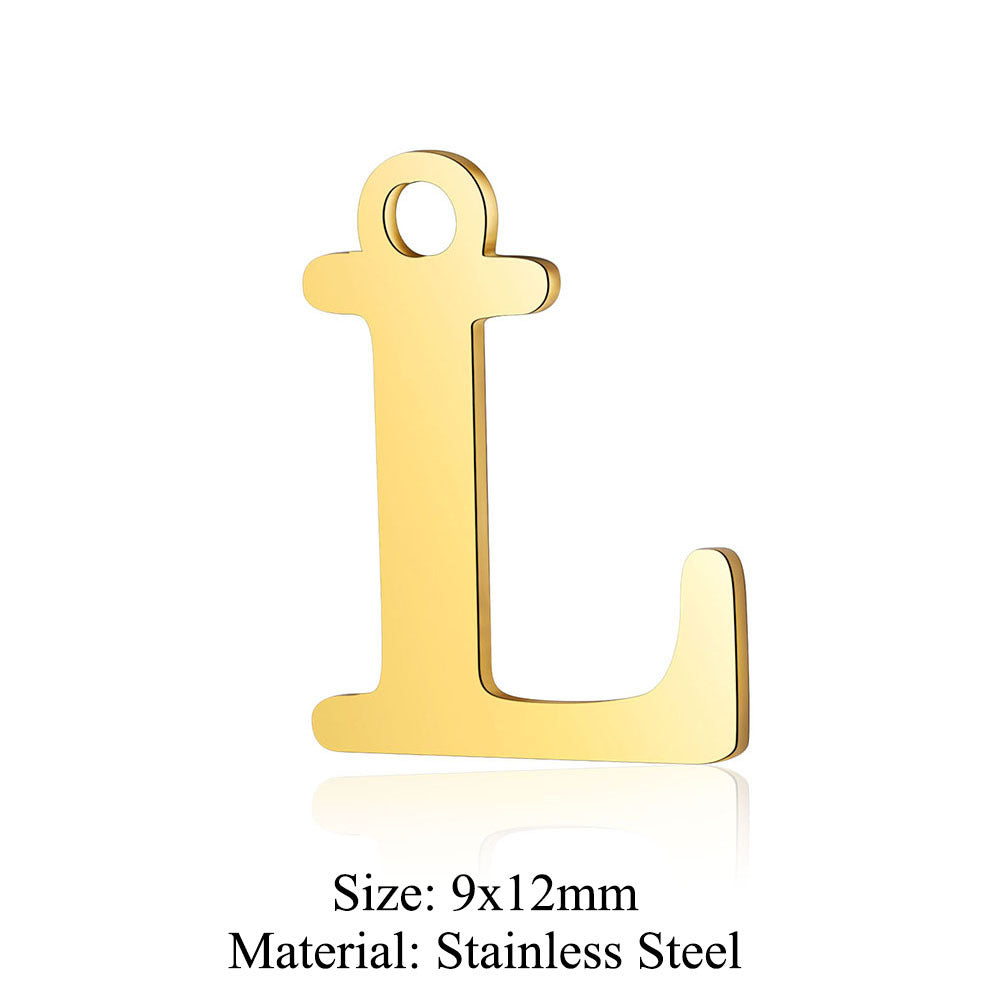 Titanium Steel Letter Gold Capital English Pendants