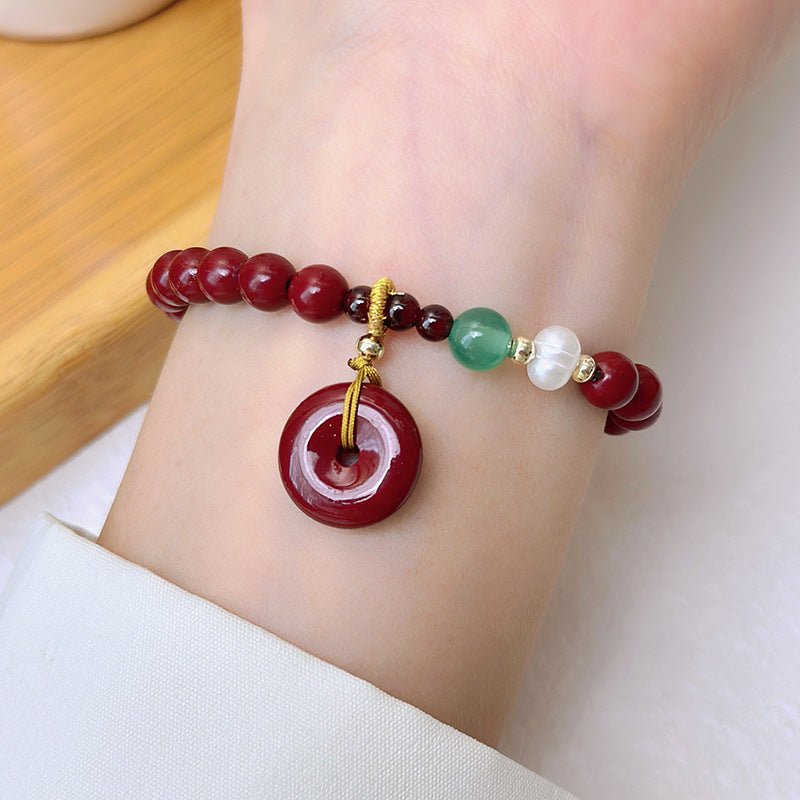 Women's Cinnabar For With Blessing Card Peace Buckle Gourd Bracelets