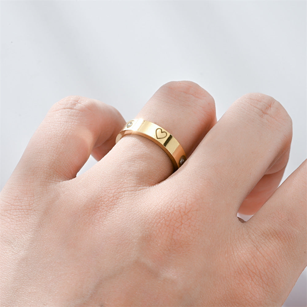Fashion Personality Love Heart Diamond Couple Rings