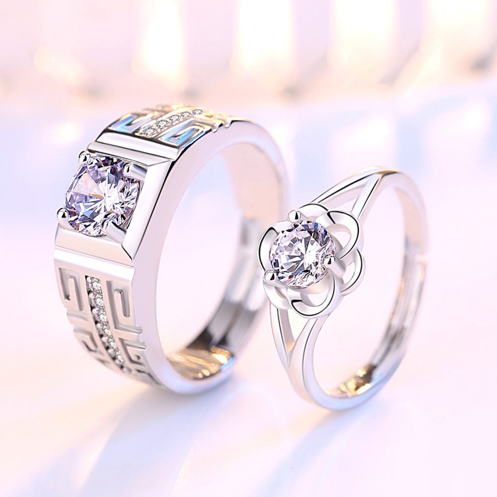 Women's & Men's Style Plum Tree Flower Echo Couple Rings