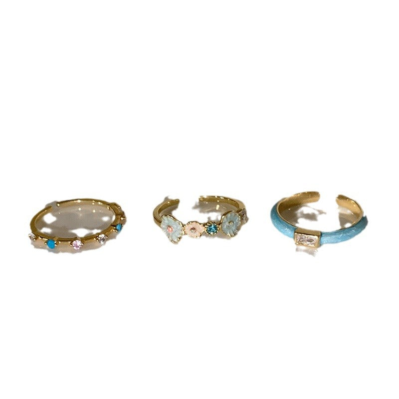 Women's Dripping Zircon Flower Open Light Luxury Rings