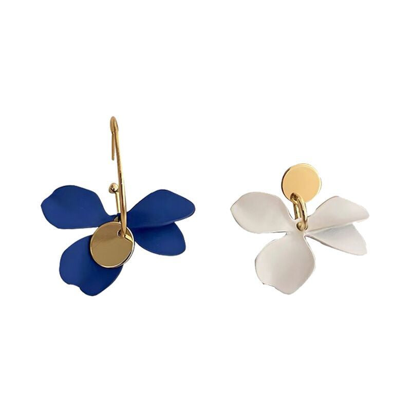 Women's Sier Asymmetric Flower High Sense Design Rings