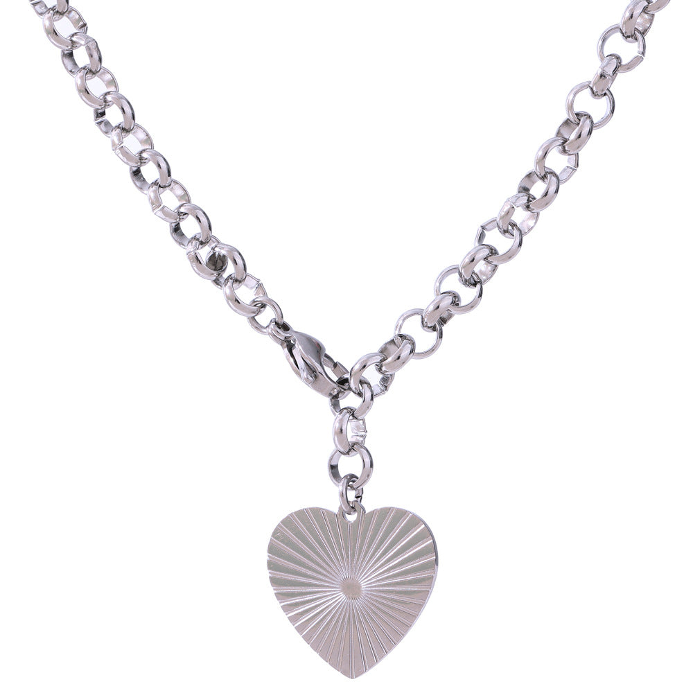 Titanium Steel Advanced Cold Metallic Ray Love Design Necklaces